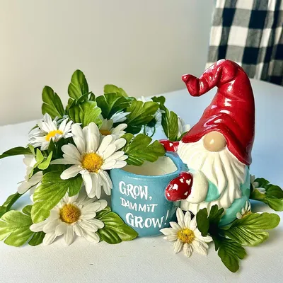 Funny Adorable Ceramic Gnome Planter Handpainted Pen Holder Candy Jar Home Decorations