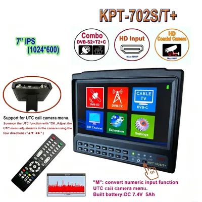 Kpt-702s/T+ 7inch Digital Satellite Finder DVB-S/S2/T/T2/C Ahd Combo Meter with Spectrum Analysis