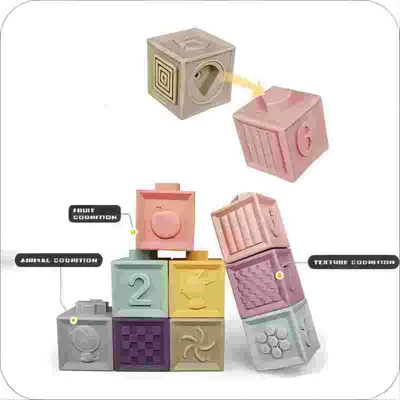 Funny Baby Soft Teethers Building Blocks Toddler Toy Set Early Educational Stacking Set Fun Infant Toys Soft Silicon Toys
