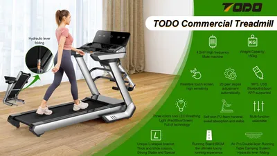 Commercial Treadmill 20km Speedrange Auto Incline Programs P1-P12LED Display 150kg Load Home Gymfitness