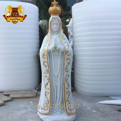 Stone Carving Lady Statue Religious White Marble Statue of Our Mother Mary Sculpture