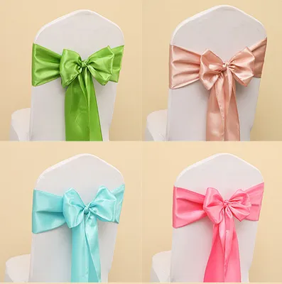 Factory Wholesale Wedding Chair Bow Decoration for Party Banquet Event Chair Sashes
