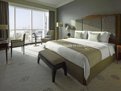 Zhida Wholesale Price Modern Design Villa Custom Size Solid Wooden 5 Star Commercial Hotel Apartment Bedroom Furniture King Queen Size Fabric Bed