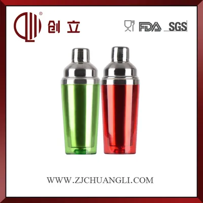 450ml Colorful Double Wall Stainless Steel and Plastic Cocktail Shaker