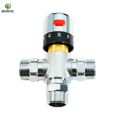 Bornic Best Quality BSPT NPT Brass Water Temperature Control Valve Solar Shower Thermostatic Mixing Valve