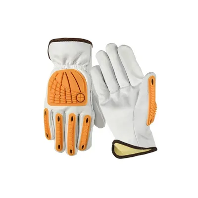 Cowhide Leather Gloves with TPR Armor Impact Protection Puncture Resistance