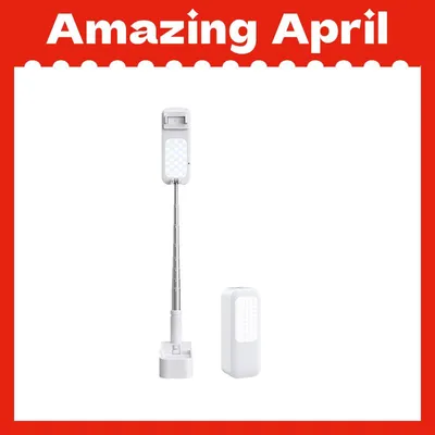 Extendable Selfie Stand 360 Degree Rotation with Phone Holder, Rechargeable Wireless Foldable Brightness LED Light