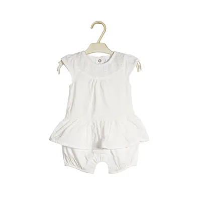 Summer Fashion Popular Sleeveless White Cut-out Embroidery Romper for Kids