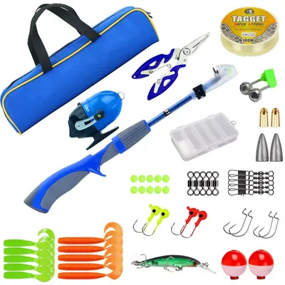 51PCS Fishing Combo Fishing Reel Rod Lure Hook Line Accessory Set for Freshwater and Saltwater