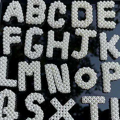 Handmade Decorative Accessories Custom Bead Letter Pearl Beaded Patch Applique
