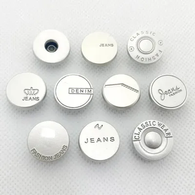 Washable Button Custom Brand Plating Engraved Logo Letter Metal Jeans Buttons for Jacket