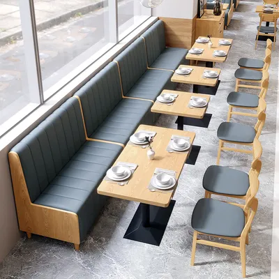 Wooden Commercial Modern Coffee Shop Sofa Booth Seating Restaurants Table and Chair