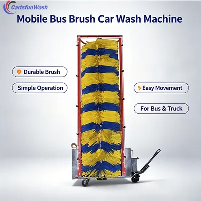 Mobile Movable Single Double Brush Washer Portable Stainless Electric Equipment Supports 60 Vehicles Per Charge for Bus Station