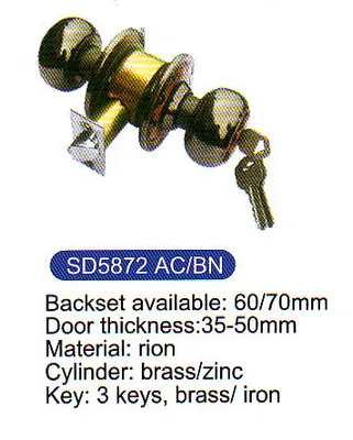 5872 Furniture Mortise Lock Security Knob Door Lock