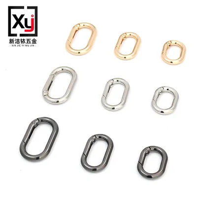 Gold Fashion Shining O Ring Oval Spring Buckle Strap Connector