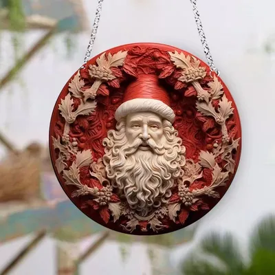 Christmas Gift Acrylic Sun Catcher Patio Pendant Acrylic Crafts Santa Claus