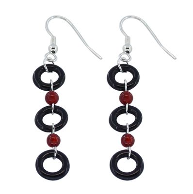 Silver Black Agate Earring
