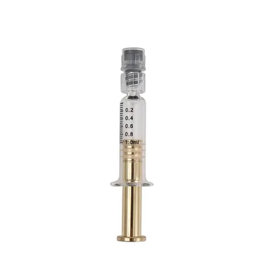 Gold Metal Plunger 1ml Luer Lock Glass Syringe for Oil Distillate