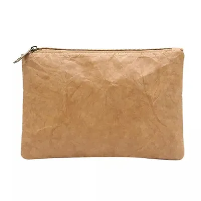 Fashion High Quality Kraft Paper Bag Eco Friendly Simple Style Women Makeup Tyvek Cosmetic Bag