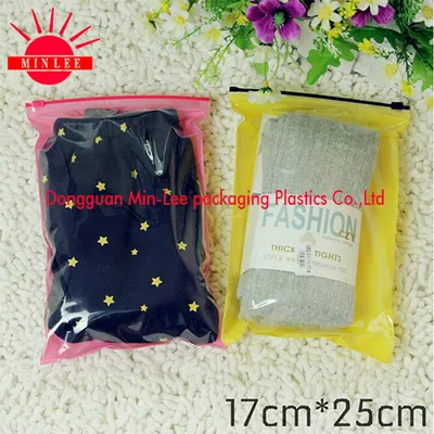 2016 Customized Printed Cloth Socks Ziplock Plastic Resealable Bags for Female/Men's Sock