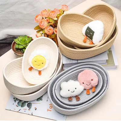 Cotton Rope Woven Storage Baskets Bedside Storage Basket Desk Organizer