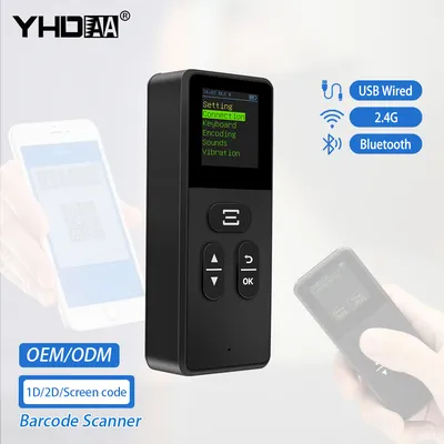 Portable Mini 2D CMOS Barcode Scanner Wireless BT Pocket Bar Code Reader