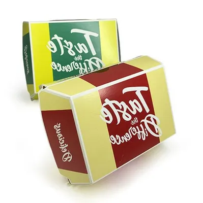 Custom Disposable Food Grade Cardboard Packaging Paper Burger Box with Logo