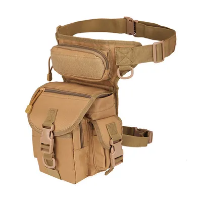 Khaki Outdoor Camouflage Belt Bag Hunting Sports Bag Waterproof Khaki Tactical Waist Leg Bag for Men