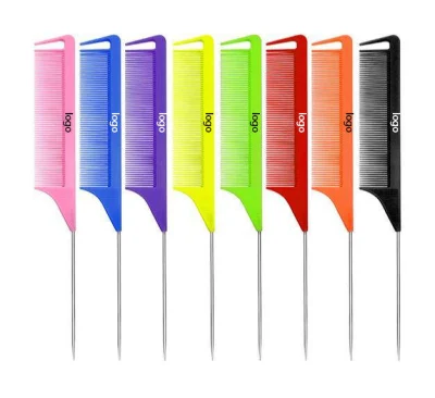 Wholesale Carbon Fiber Heat Resistant Hair Styling Barber Comb Custom Logo Braiding Precision Teasing Pin Rat Tail Hair Parting Combs