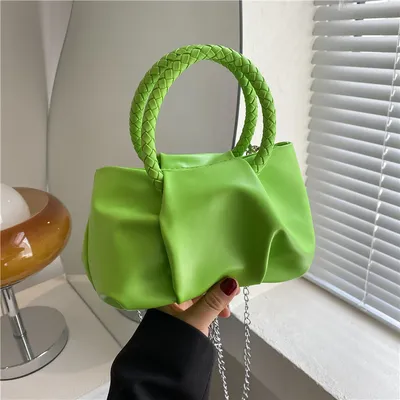 Pleated Cloud Bag Female 2022 New Trend Fashion Chain Handbag Candy Color Simple Messenger Small Square Bag