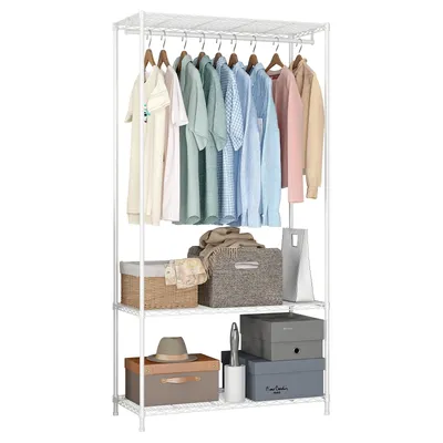 Multipurpose 3 Tiers White Metal Clothes Clothing Garment Rack for Boutique Modular Shelf