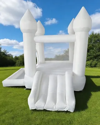 White Wedding Bounce House with Slide Inflatable Jump Castle