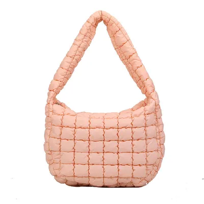 E2937 New Luxury Designer Embroidery Cloud Crossbody Quilted Puffer Shoulder Bag for Women with Elastic Pleats