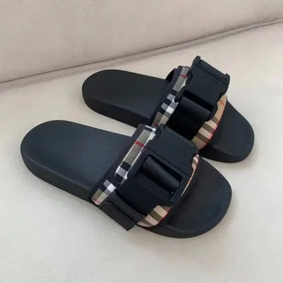 Luxurious Vintage Check Webbing Slipper Outdoor Adjustable Buckle Comfortable Slipper