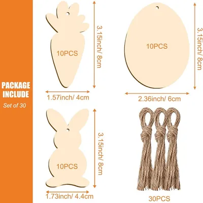 DIY Wooden Easter Decorations - Carrot, Bunny, and Egg Craft Kit Ornaments