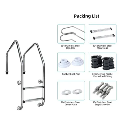 Heavy-Duty 304ss 316ss Pool Ladder Corrosion-Resistant Steps for Inground & Above-Ground Pools