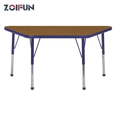 Trapezoid Shape Adjustable Height Multi-Function Desks; School Library Table Set
