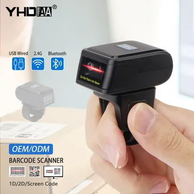 Portable Mini Wireless Bluetooth Finger Qr Code Reader 2D Barcode Scanner for Hospital Warehouse
