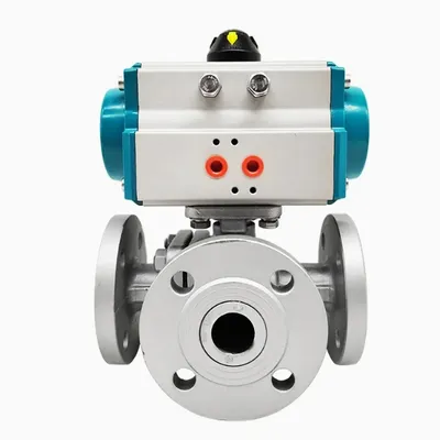 Pneumatic Three Ways Flange Ball Valve