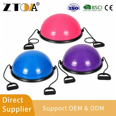 PVC Balance Trainer Bosu Ball with Resistance Bands for Home Gym