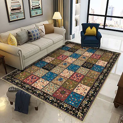 3D Living Room Flower Design Polyester Washable Area Rug Non-Slip Floor Carpet