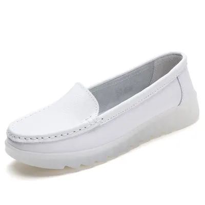 Breathable Split Leather Soft Insole Anti Slip White Professional Nurse Scrubs Shoes