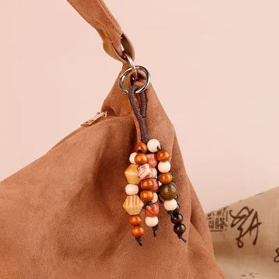 Custom Pendant Keychain Wood Bead Ball Designer Handbag Charms for Decor Bag
