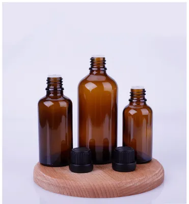 Amber Dropper Glass Bottle with Balck Plastic Cap / Glass Cosmetic Packaging Dropper Bottle