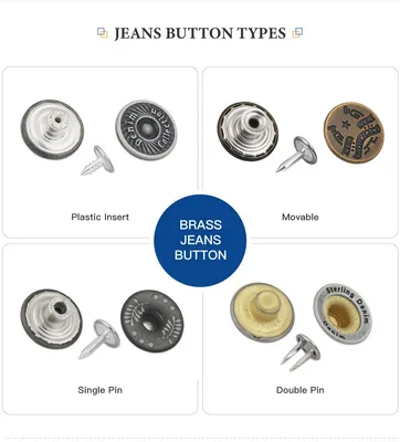 High Quality Eco Friendly Custom Metal Brass Denims Jeans Button Buttons for Denim Pants Jacket