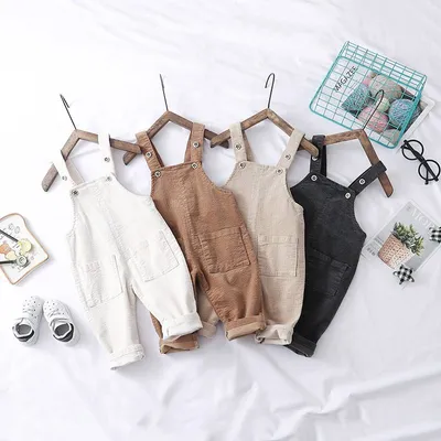 Children's Spring Autumn Suspender Trousers Baby Boys Girl Long Pants Jumpsuit Fashion Wear Solid Clothes Corduroy Overall Kids