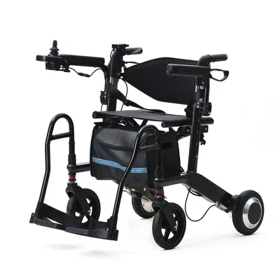 Portable Mobility Walking Aids Foldable Electric Wheelchair Elderly Lightweight Electric Rollator Walker with Seat