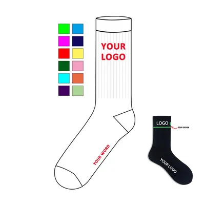 Mbroidered Jacquard Print White Black Unisex Men Cotton Custom Socks