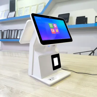 11.6" Dual-Screen Desktop Visitor Kiosk with Qr Code Scanner