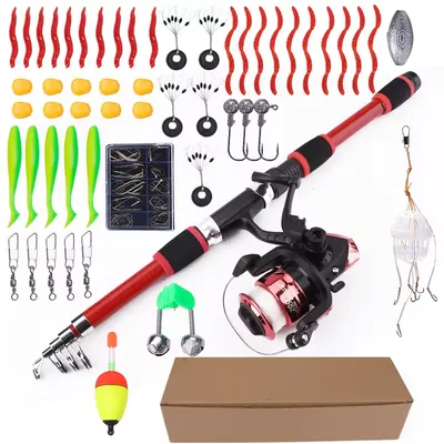 1.8m Rod with Reel Line Lure Kit Portable Bag Telescopic Fishing Rod Combo for Children Travel Kit